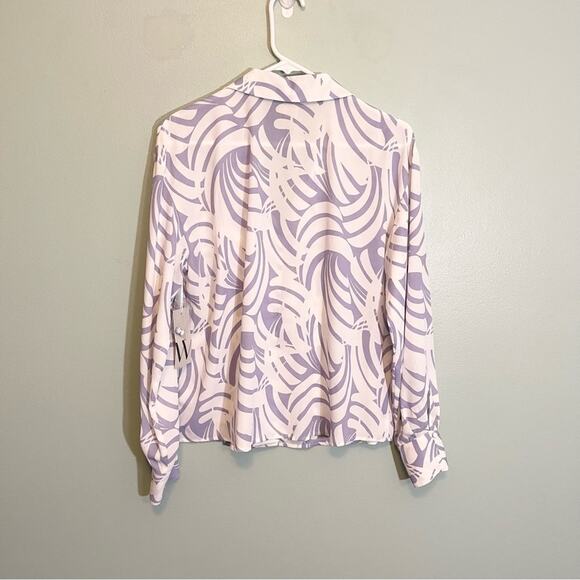 Worthington Nimbus Geo Collared Long Sleeve Button Down Shirt Top Medium NWT - Picture 3 of 11